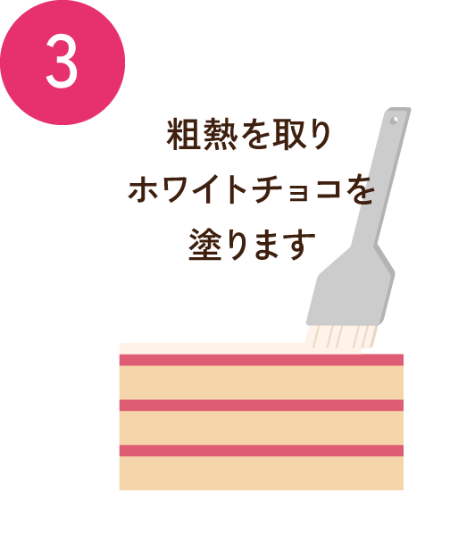 3 粗熱を取りホワイトチョコを塗ります